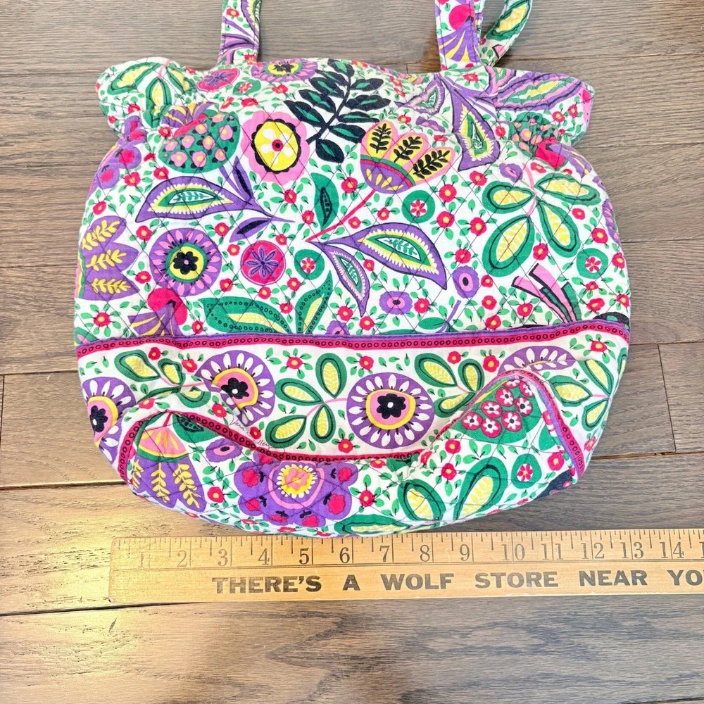 Vera Bradley Quilted Tote Bag Cotton Top Handle Purse Retired Print Viva La Vera
